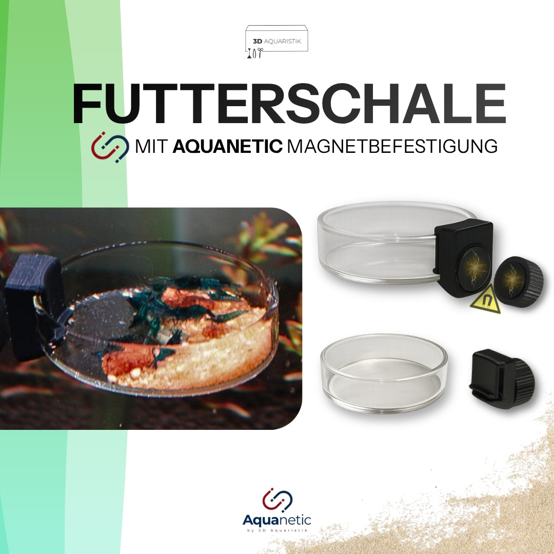 Glas-Futterschale mit Magnetbefestigung