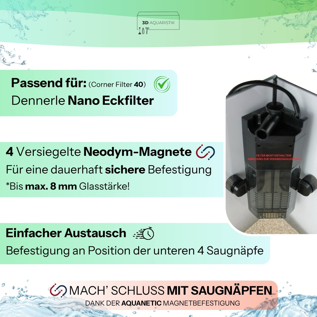 Magnethalterung passend für Dennerle Nano Eckfilter